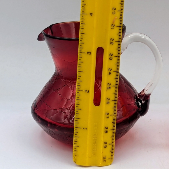 Two Hand Blown Crackle Glass Creamers/Small Pitcher vintage - Picture 2 of 9